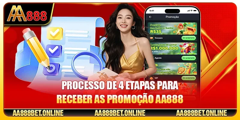 Processo de 4 etapas para receber as promoção AA888